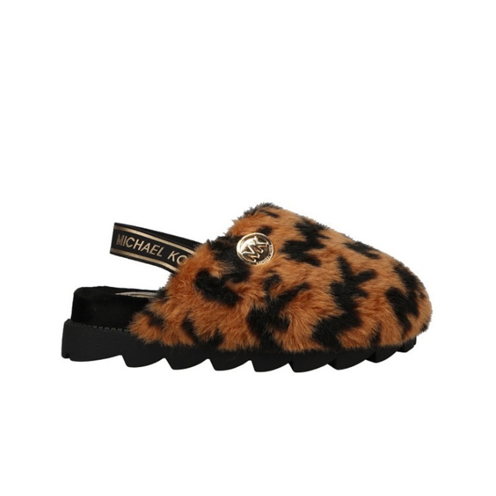 Michael Kors Girls Janis Kamryn Chunky Platform Slides Sandals Faux Fur NEW - Picture 2 of 9